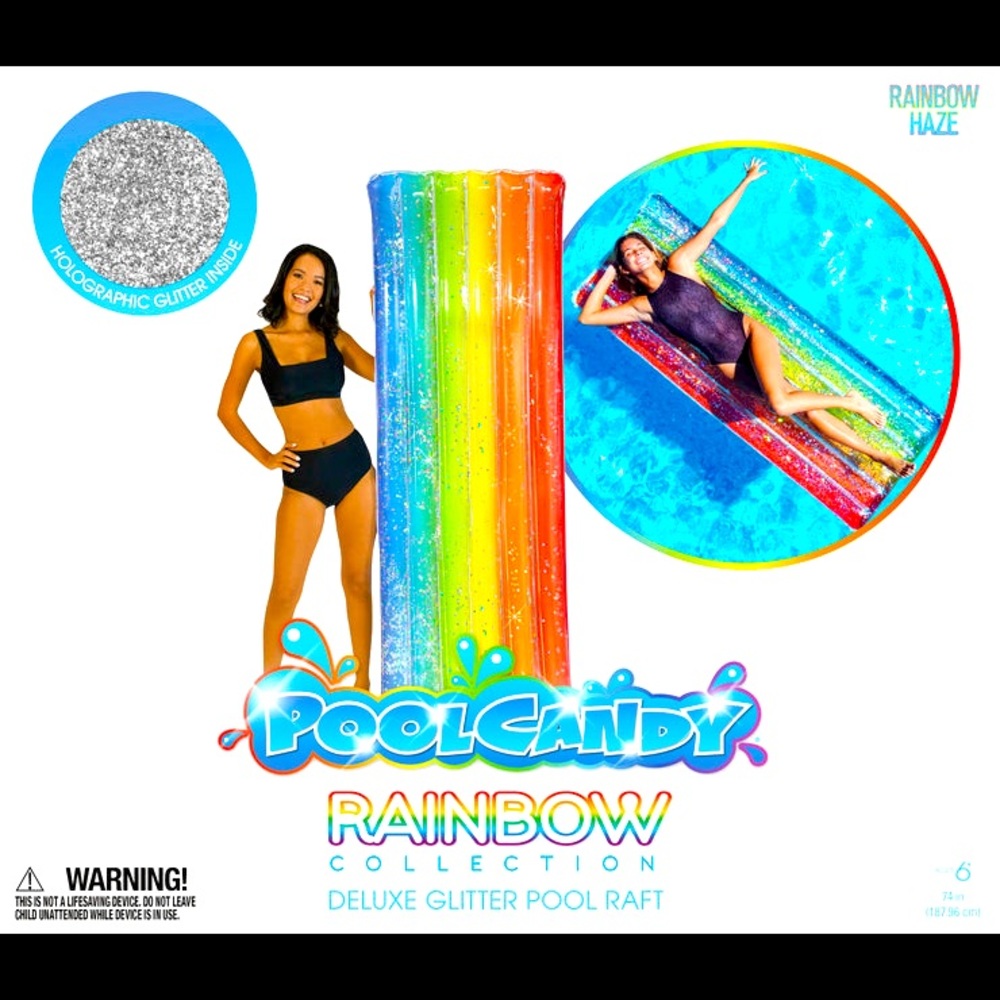 Pool Candy Rainbow Deluxe Glitter Pool Raft